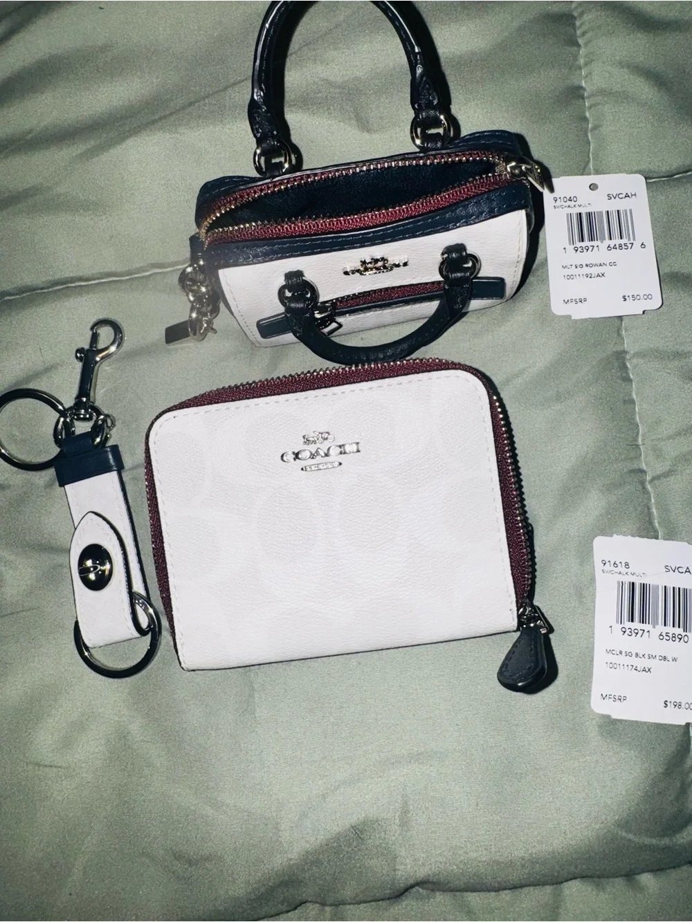 Coach Rowan signature keychain, wallet, and tiny satchel vintage all new rare!